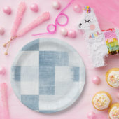 Blauw Wit Denim Jean Stripes Verjaardag Papieren Bordje (Feest)