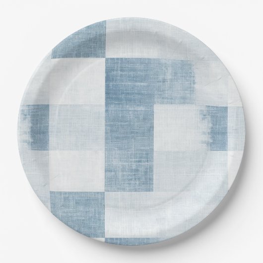 Blauw Wit Denim Jean Stripes Verjaardag Papieren Bordje (Voorkant)