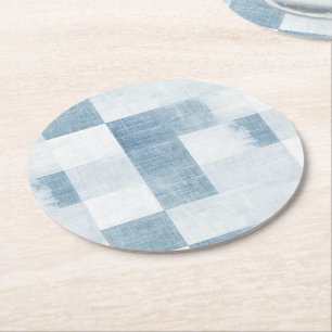 Blauw Wit Denim Jean Stripes Verjaardag Ronde Kartonnen Onderzetter