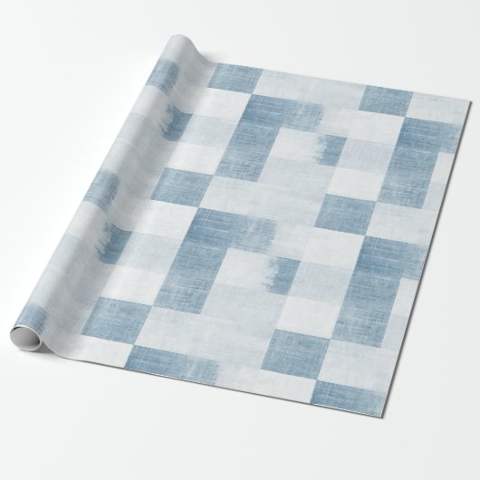 Blauw Wit Denim Jean Verjaardag Cadeaupapier (Uitgerold)