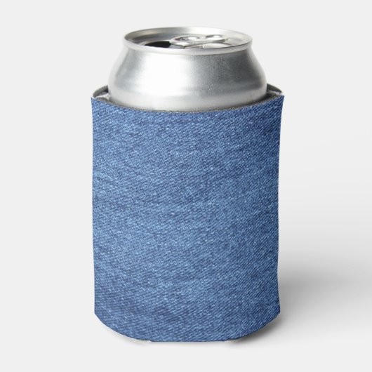 Blauw wit denim textuur Kijk Afbeelding Blikjeskoeler (Blikje Voorkant)