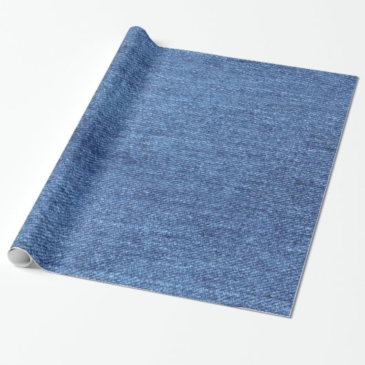 Blauw wit denim textuur Kijk Afbeelding Cadeaupapier (Uitgerold)