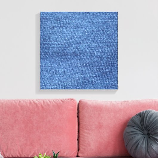 Blauw wit denim textuur Kijk Afbeelding Canvas Afdruk (Insitu (Woonkamer))
