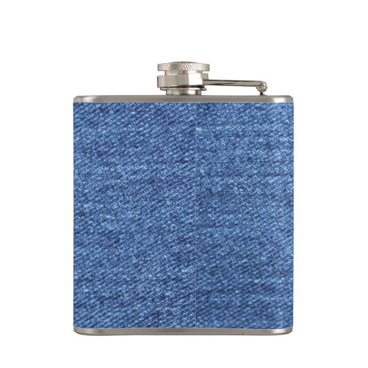 Blauw wit denim textuur Kijk Afbeelding Heupfles (Achterkant)