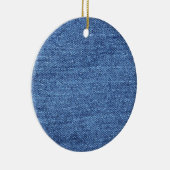 Blauw wit denim textuur Kijk Afbeelding Keramisch Ornament (Rechts)