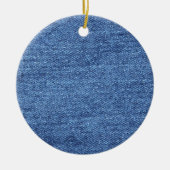 Blauw wit denim textuur Kijk Afbeelding Keramisch Ornament (Voorkant)