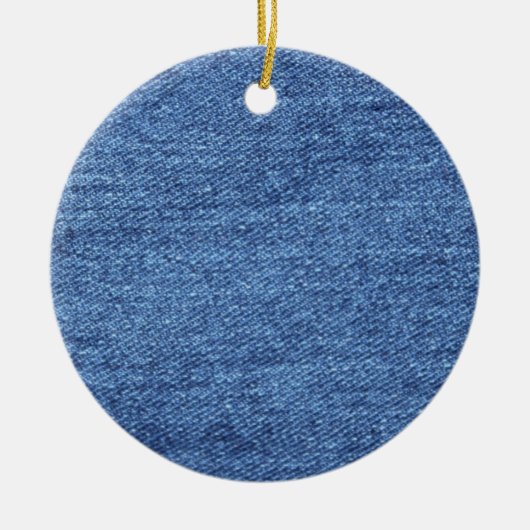 Blauw wit denim textuur Kijk Afbeelding Keramisch Ornament (Voorkant)