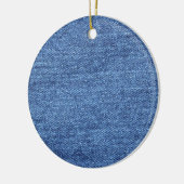 Blauw wit denim textuur Kijk Afbeelding Keramisch Ornament (Links)