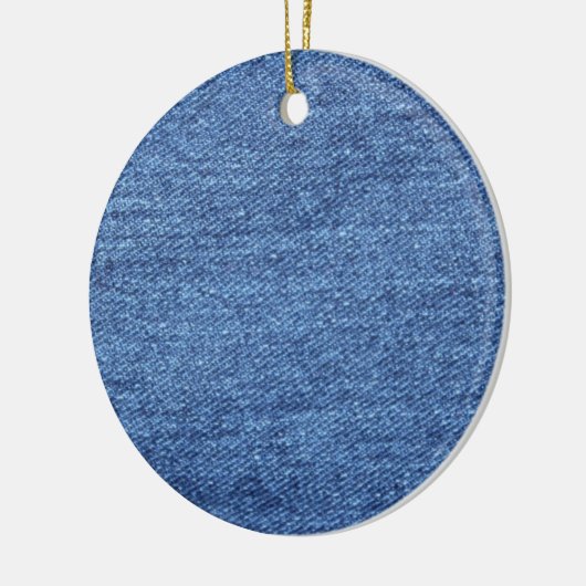 Blauw wit denim textuur Kijk Afbeelding Keramisch Ornament (Links)