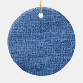Blauw wit denim textuur Kijk Afbeelding Keramisch Ornament (Achterkant)