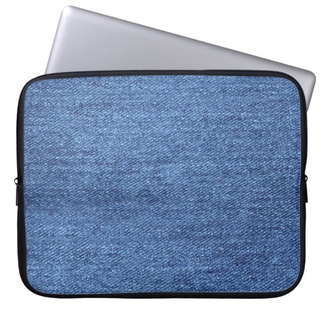 Blauw wit denim textuur Kijk Afbeelding Laptop Sleeve (Voorkant)