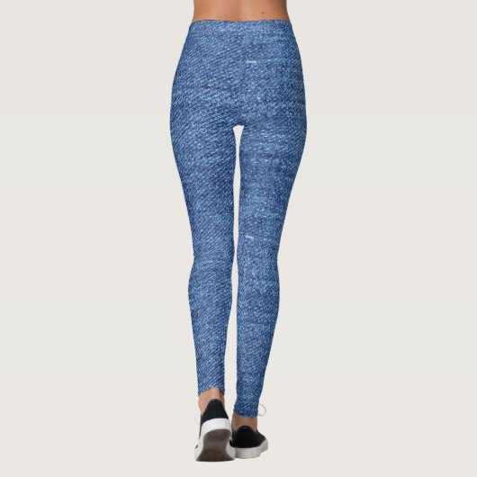 Blauw wit denim textuur Kijk Afbeelding Leggings (Achterkant)