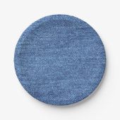 Blauw wit denim textuur Kijk Afbeelding Papieren Bordje (Voorkant)