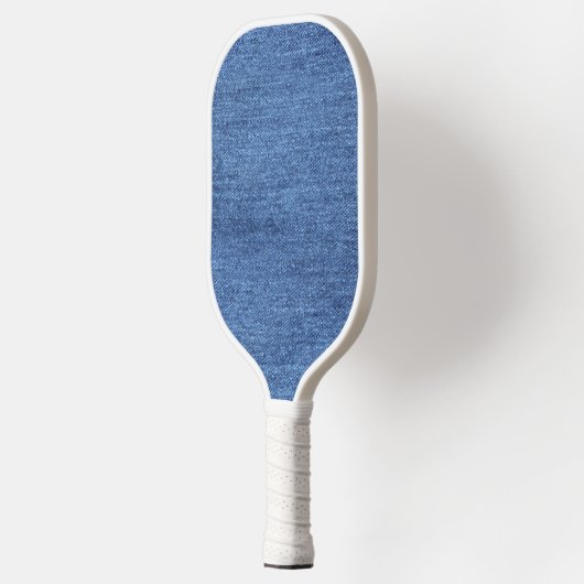 Blauw wit denim textuur Kijk Afbeelding Pickleball Paddle (Links)