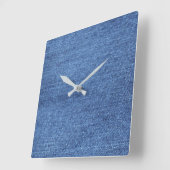 Blauw wit denim textuur Kijk Afbeelding Vierkante Klok (Hoek)