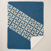 Blauw + wit denwiel Quilt Patroon Contemedhedendaa Sherpa Deken (Voorkant)
