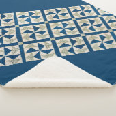Blauw + wit denwiel Quilt Patroon Contemedhedendaa Sherpa Deken (3/4)