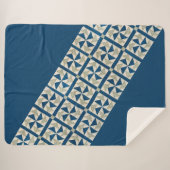 Blauw + wit denwiel Quilt Patroon Contemedhedendaa Sherpa Deken (Voorkant (horizontaal))