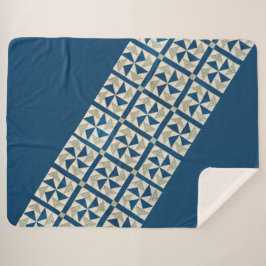 Blauw + wit denwiel Quilt Patroon Contemedhedendaa Sherpa Deken