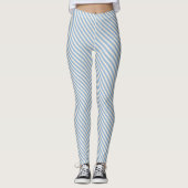 Blauw wit diagonaal strepenpatroon leggings (Voorkant)