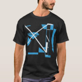 Blauw Wit Diagonaal X Geometrische Abstracte MCM L T-shirt (Voorkant)