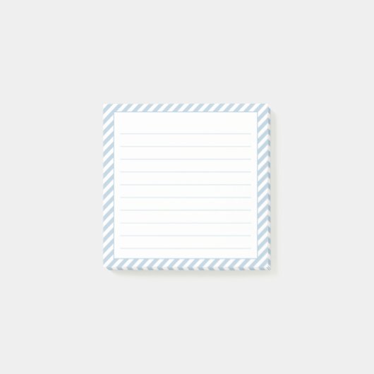 Blauw & Wit Diagonale Streep Voering Sticky Notes (Voorkant)