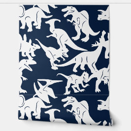 Blauw Wit Dinosaur Baby Boy Nursery Peel & Stick Behang