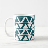 Blauw wit driehoekstrips geometrisch patroon koffiemok (Links)