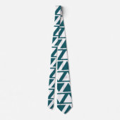 Blauw wit driehoekstrips geometrisch patroon stropdas (Achterkant)