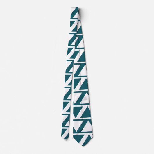 Blauw wit driehoekstrips geometrisch patroon stropdas (Achterkant)