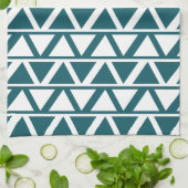 Blauw wit driehoekstrips geometrisch patroon theedoek (Gevouwen)