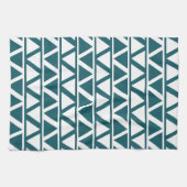 Blauw wit driehoekstrips geometrisch patroon theedoek (Horizontaal)