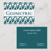 Blauw wit driehoekstrips geometrisch patroon visitekaartje (Voorkant / Achterkant)