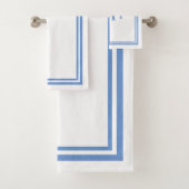 Blauw-wit drieletterige monogram bad handdoek (Insitu)