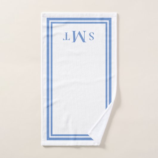 Blauw-wit drieletterige monogram bad handdoek (Handdoek)