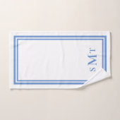 Blauw-wit drieletterige monogram bad handdoek (Handdoek)