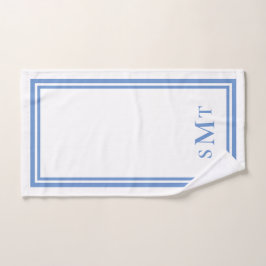 Blauw-wit drieletterige monogram bad handdoek