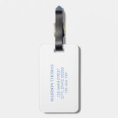 Blauw-wit drieletterige monogram bagagelabel (Achterkant verticaal)