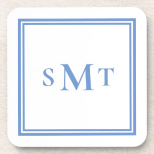 Blauw-wit drieletterige monogram bier onderzetter
