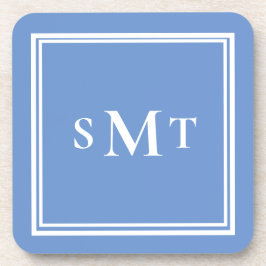 Blauw-wit drieletterige monogram bier onderzetter