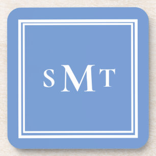 Blauw-wit drieletterige monogram bier onderzetter