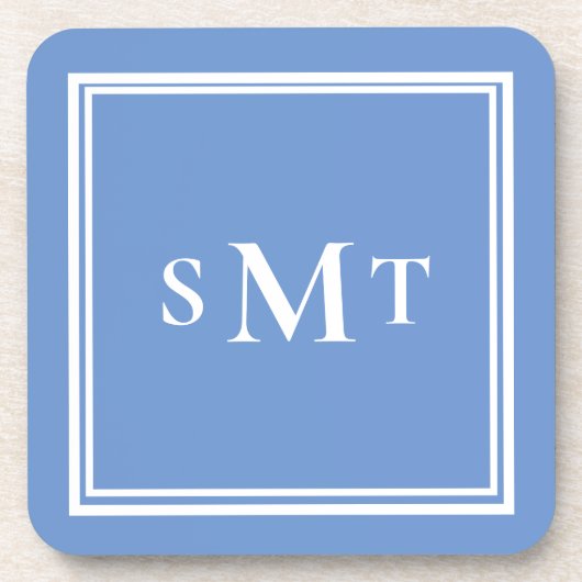 Blauw-wit drieletterige monogram bier onderzetter (Voorkant)