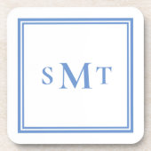 Blauw-wit drieletterige monogram bier onderzetter (Voorkant)