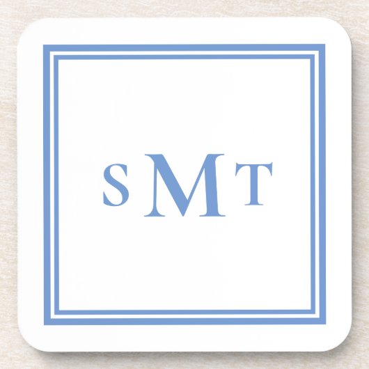 Blauw-wit drieletterige monogram bier onderzetter (Voorkant)