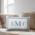 Blauw-wit drieletterige monogram kussen<br><div class="desc">Blauw-wit drieletterig monogram Sierkussen</div>