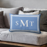 Blauw-wit drieletterige monogram kussen<br><div class="desc">Blauw-wit drieletterig monogram Sierkussen</div>