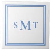 Blauw-wit drieletterige monogram tegeltje (Voorkant)