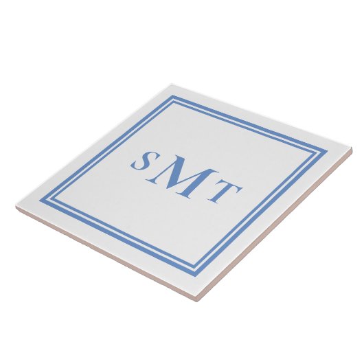 Blauw-wit drieletterige monogram tegeltje (Zijkant)