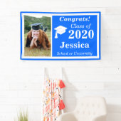 Blauw Wit Één Fotoklasse van 2024 Afstuderen Spandoek (Insitu)