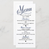 Blauw & Wit Eenvoudig Elegant Trouwmenu Kaart (Voorkant / Achterkant)